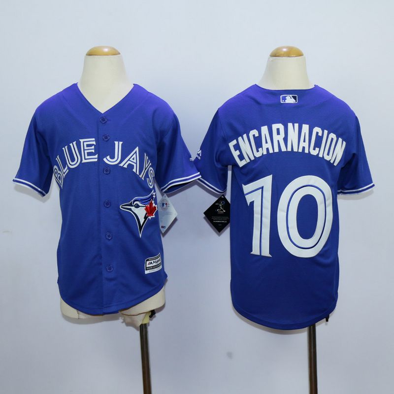 Youth Toronto Blue Jays 10 Encarnacion Blue MLB Jerseys